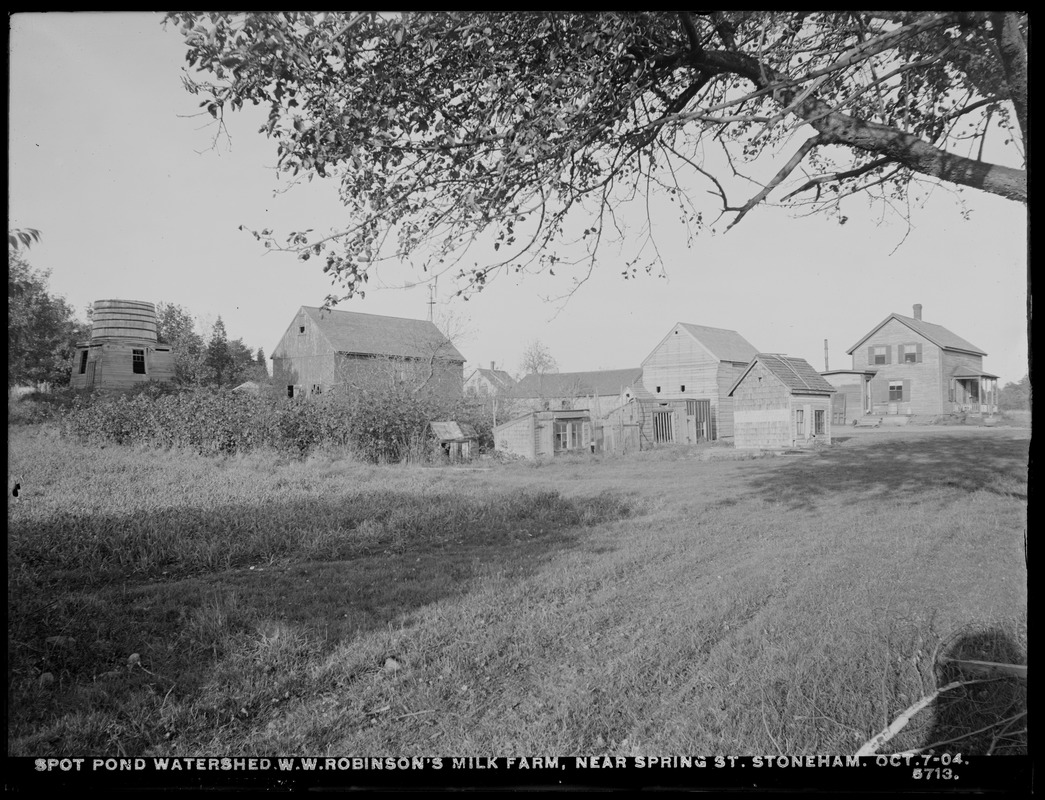 Distribution Department, Low Service Spot Pond Reservoir Watershed, W. W. Robinson's Milk Farm, near Spring Street, Stoneham, Mass., Oct. 7, 1904