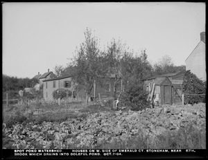 Distribution Department, Low Service Spot Pond Reservoir Watershed, houses on westerly side of Emerald Court, near brook which drains into Doleful Pond, Stoneham, Mass., Oct. 7, 1904