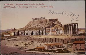 Athènes. Acropole avec temple de Jupiter