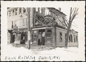 Side of bank building after fire, January 1941