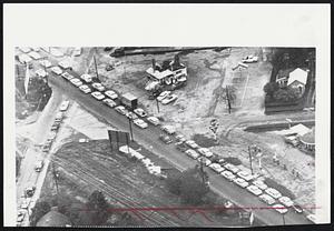 Hurricane Displaced Motorists created a tremendous traffic jam on Highway 69 at Beaumont, Texas. This was the only open road to Port Arthur, as the flooding closed Highway 87 from the north. The jam stretched from Beaumont to Port Arthur.