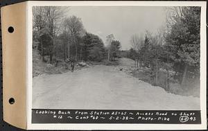 Contract No. 60, Access Roads to Shaft 12, Quabbin Aqueduct, Hardwick and Greenwich, looking back from Sta. 25+65, Greenwich and Hardwick, Mass., May 2, 1938