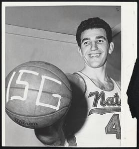 First With 15,000 points in the National Basketball Association is Dolph Schayes of the Syracuse Nats. He scored 34 points against Boston last night as the Nats won 127-120 to bring his 12-year total to 15,013.