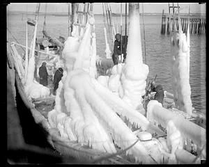Fishing schooner Governor Fuller covered in ice