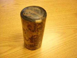 Japanese bamboo cylindrical box, painted