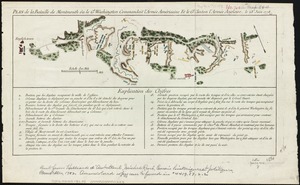 Plan de la bataille de Montmouth où le Gl. Washington commandait l'Armée Américaine et le Gl. Clinton l'Armée Anglaise, le 28 Juin 1778