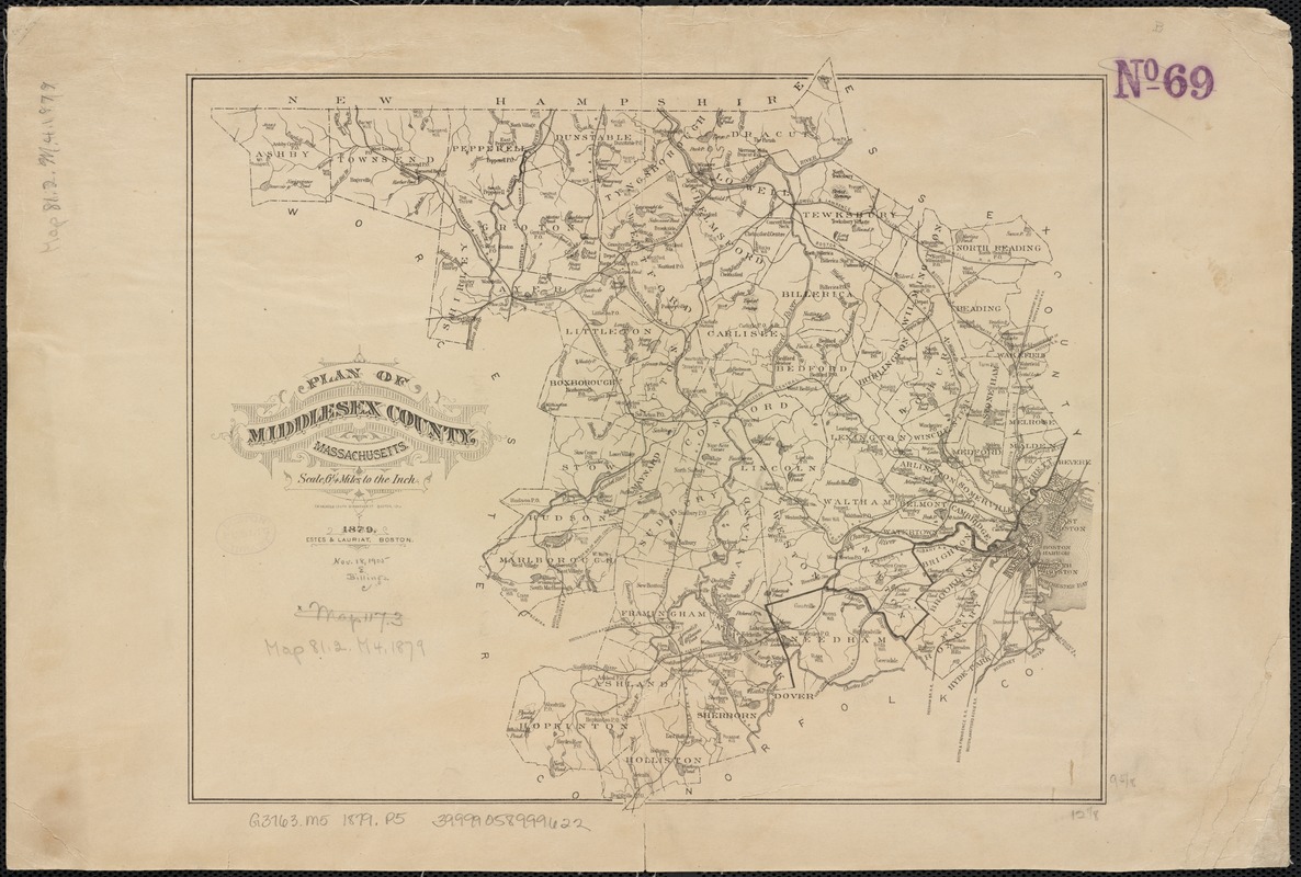 Plan of Middlesex County, Massachusetts - Norman B. Leventhal Map ...