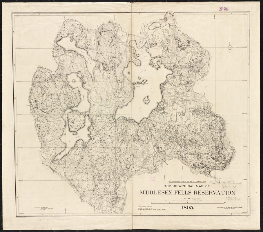 Topographical map of Middlesex Fells Reservation