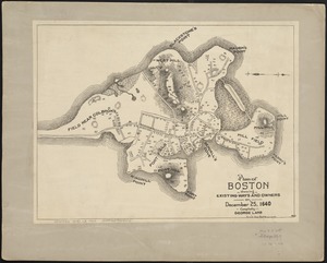 Plan of Boston showing existing ways and owners on December 25, 1640