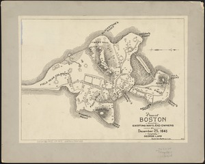 Plan of Boston showing existing ways and owners on December 25, 1645