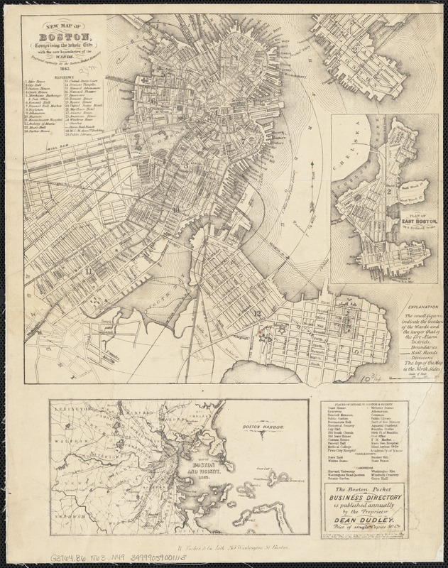 New map of Boston, comprising the whole city with the new boundariess of the wards
