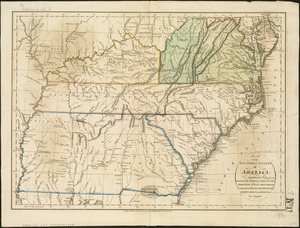 Map of the southern states of America, comprehending Maryland, Virginia, Kentucky, Territory s'th of the Ohio, North Carolina, Tennessee Governm't., South Carolina, & Georgia