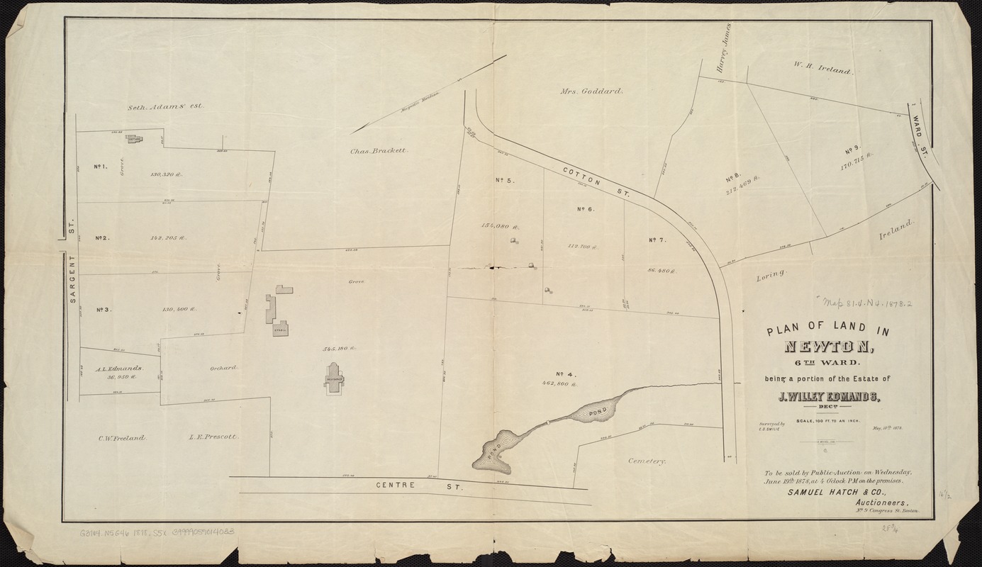 Plan of land in Newton, 6th ward