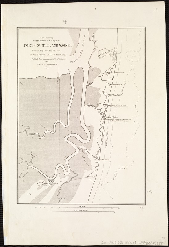 Map showing siege operations against Forts Sumter and Wagner between July 13th & Sept. 7th, 1863