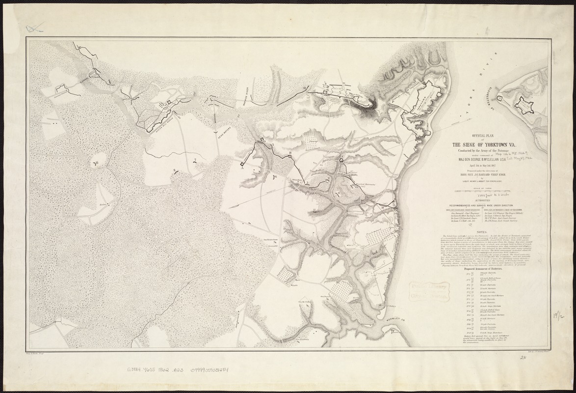 Official plan of the siege of Yorktown, Va. conducted by the Army of the Potomac under command of Maj. Gen. George B. McClellan, U.S.A., April 5th to May 3rd 1862
