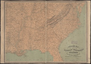 Military map of the middle and southern states showing the seat of war during the great rebellion in 1861