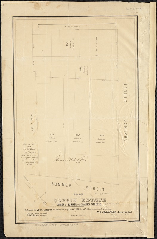 Plan of the Coffin Estate, corner of Summer and Chauncy Streets