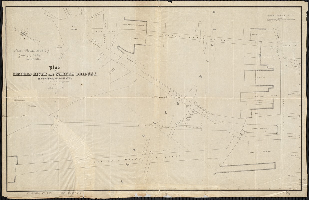 Plan of Charles River and Warren bridges, with the vicinity
