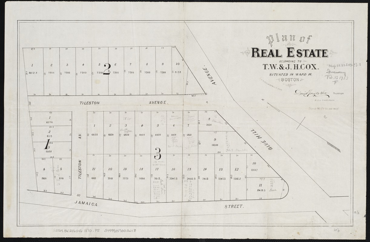 Plan of real estate belonging to T.W. & J.H. Cox