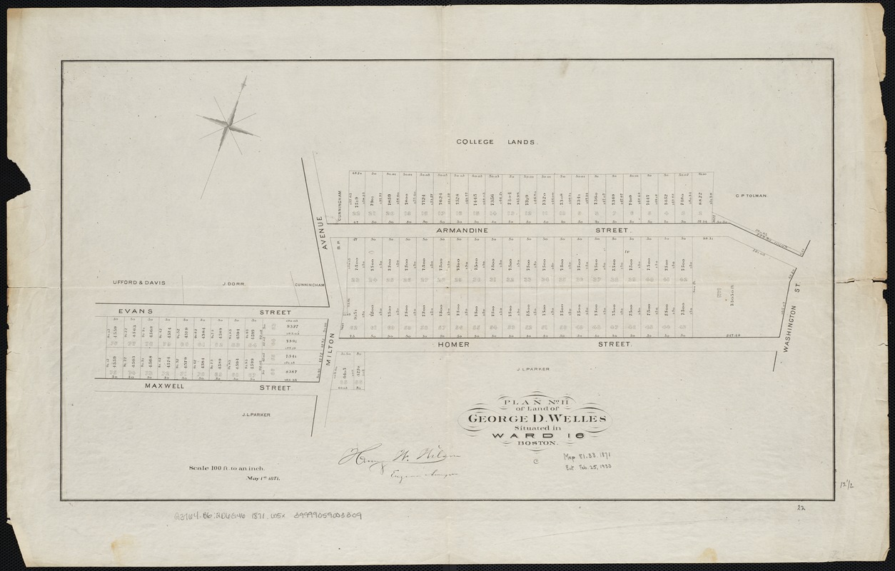 Plan no II of land of George D. Welles situated in ward 16 Boston