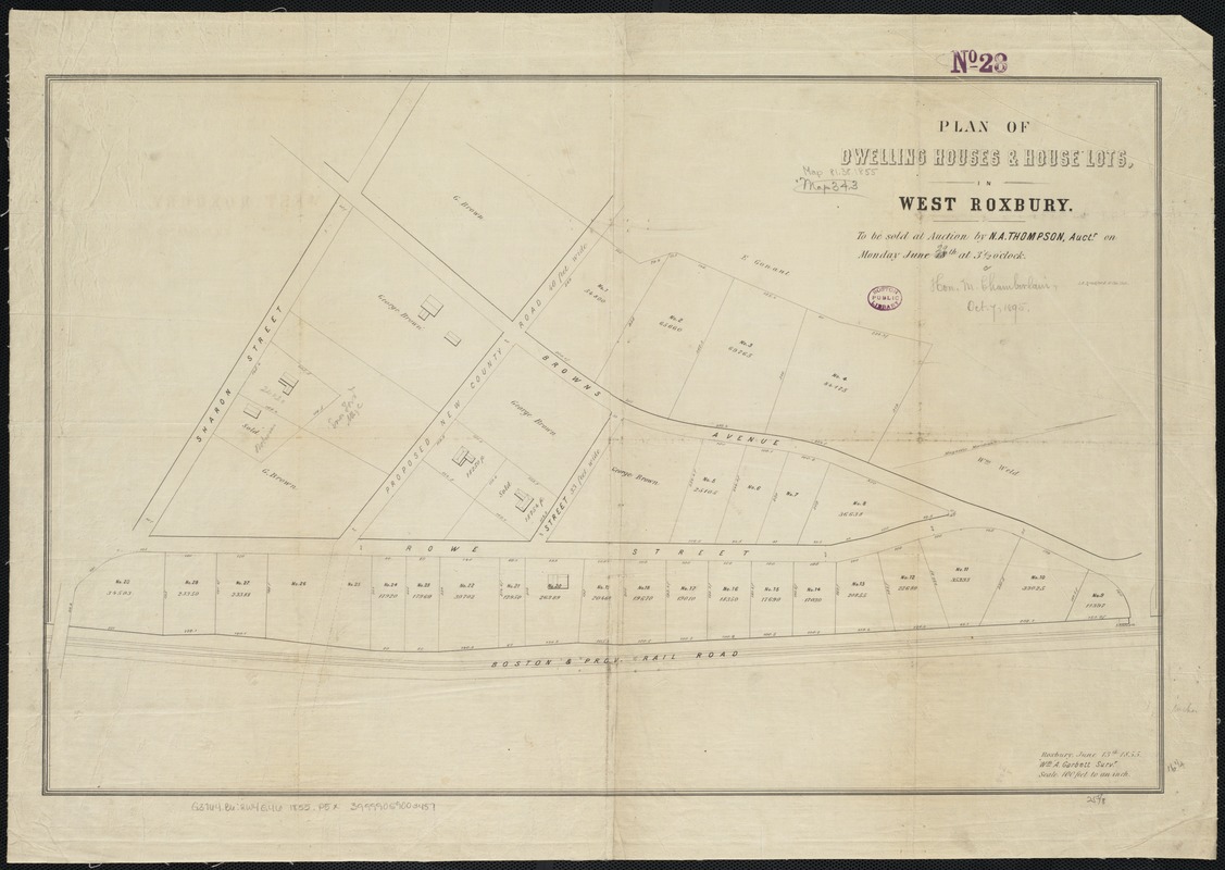 Plan of dwelling houses & house lots, in West Roxbury