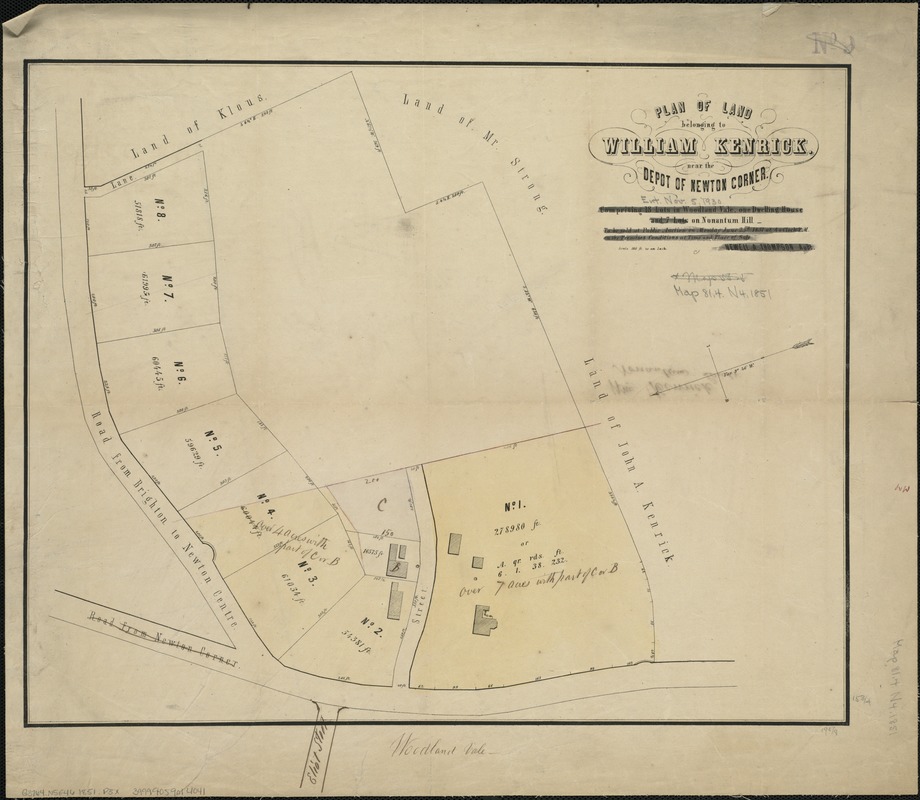 Plan of land belonging to William Kenrick