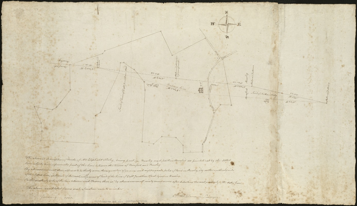 [Survey of a property on the Boxford-Rowley line]