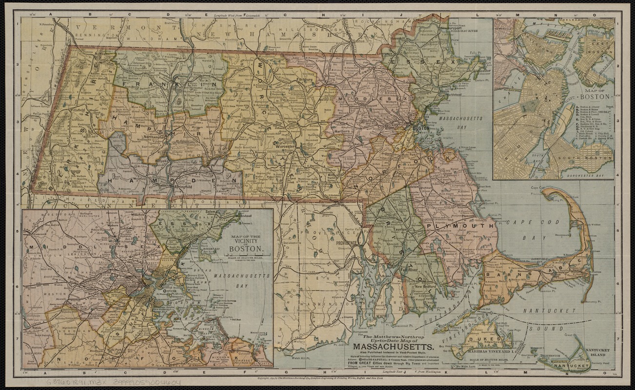 The Matthews-Northrup up-to-date map of Massachusetts