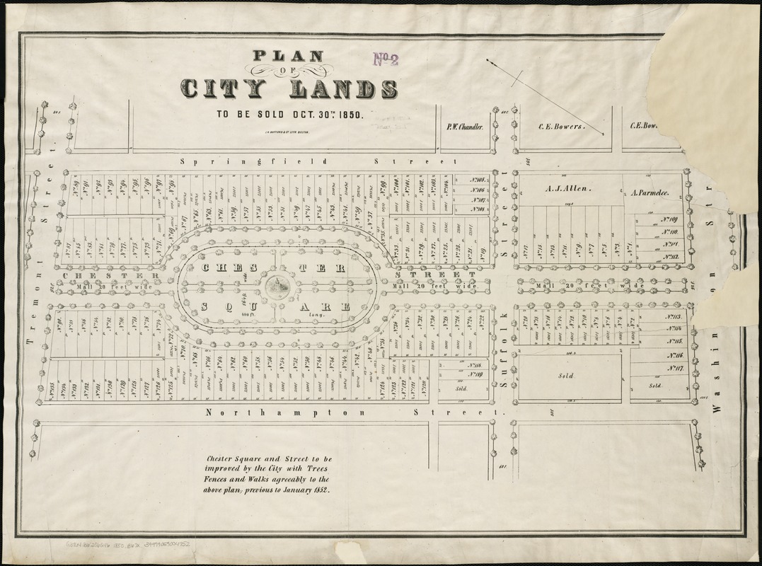 Plan of city lands to be sold Oct. 30th 1850