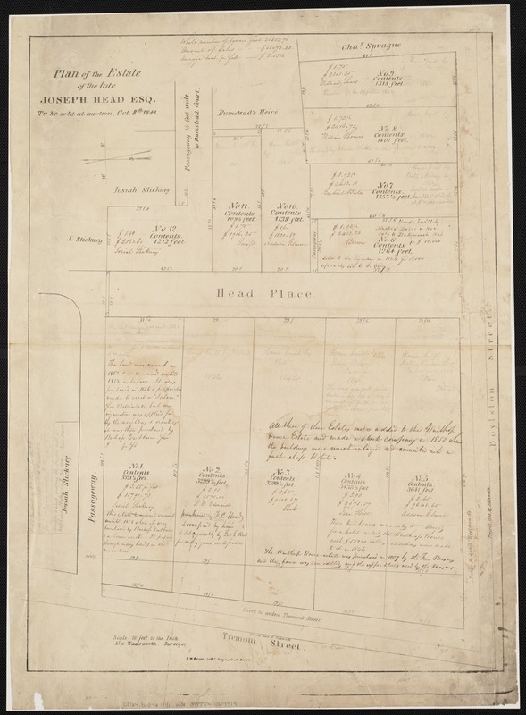 Plan of the estate of the late Joseph Head Esq. to be sold at auction, Oct. 8th 1841