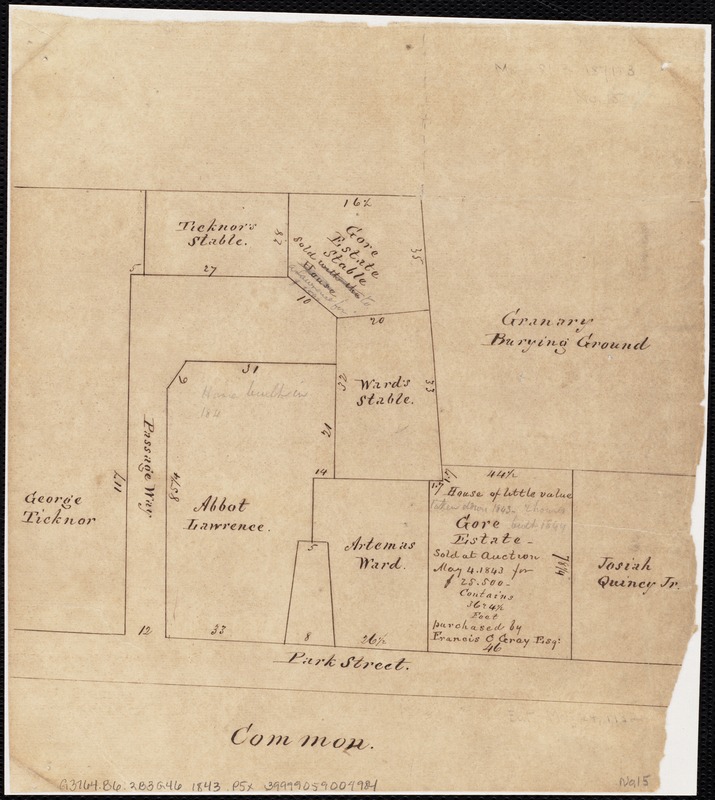 [Plan of residences on Park Street in Boston]