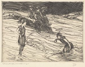 Bathing girls in Narrow Cove