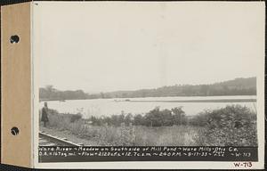 Ware River, meadow on south side of mill pond, Ware Mills Otis Co., drainage area = 167 square miles, flow = 2120 cubic feet per second = 12.7 cubic feet per second per square mile, Ware, Mass., 2:40 PM, Sep. 17, 1933