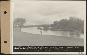 Ware River, meadows 1/4 mile above Old Furnace looking northwest from Route #32, drainage area = 137 square miles, flow = 1475 cubic feet per second = 11.8 cubic feet per second per square mile, Hardwick, Mass., 11:15 AM, Sep. 18, 1933