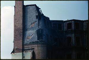 Chimney and wall on dilapidated building, Beacon Hill, Boston