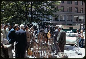 Cameras in Post Office Square, Boston, for arraignment of Daniel Ellsberg