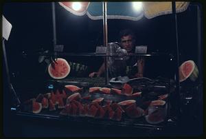 Produce stand, night, Rome