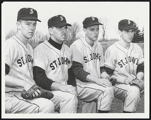 St. Johns Prep, Pitchers. L-R Bob Butlerworth, Dan Murphy, Ron Tallot Bob Cornise.