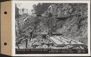 Contract No. 82, Constructing Quabbin Hill Road, Ware, footing for retaining wall, Ware, Mass., Aug. 22, 1939