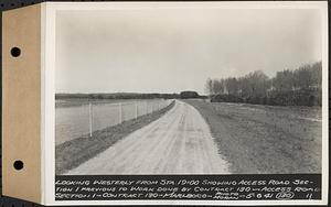 Contract No. 130, Grading, Loaming, and Grassing Vicinity of Shaft 4, Pressure Aqueduct, Southborough, and Improvement of Access Roads to the Intake Works and at Norumbega Reservoir, Marlborough, Southborough, Weston, looking westerly from Station 19+00 showing access road Section 1 previous to work done by Contract 130, access road, Section 1, Marlborough, Mass., May 6, 1941