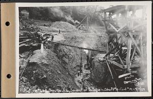 Contract No. 19, Dam and Substructure of Ware River Intake Works at Shaft 8, Wachusett-Coldbrook Tunnel, Barre, photo no. 1 of south abutment of intake, Shaft 8, Barre, Mass., Sep. 17, 1929