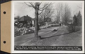 Contract No. 71, WPA Sewer Construction, Holden, Phillips Road, looking northerly from Sta. 28+00 at junction with Boyden Road, Holden Sewer, Holden, Mass., Dec. 5, 1939