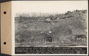 Contract No. 80, High Level Distribution Reservoir, Weston, looking north from right side of Sta. 883+80+/- showing overburden and bedrock, high level distribution reservoir, Weston, Mass., Apr. 16, 1940