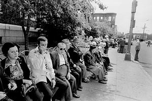 Waiting for the bus in Bellingham Square