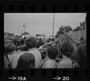 Crowd waiting for President Ford in Exeter, New Hampshire