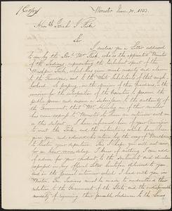 Mashpee Revolt, 1833-1834 - Letter from Gov. Levi Lincoln to Josiah J. Fiske, June 20, 1833