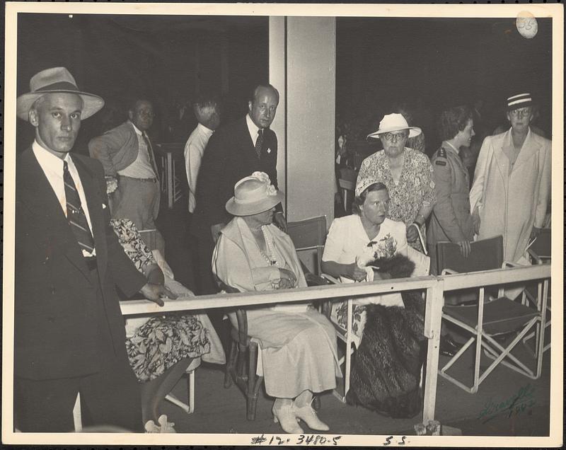 Mrs. Charles Robinson Smith with Princess Juliana of the Netherlands, Gertrude Robinson Smith, Miriam Oliver, and behind Mrs. Smith Mr. Van Tetts, secretary to the Princess