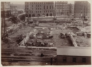 View of the site from the New Old South Church, construction of the McKim Building