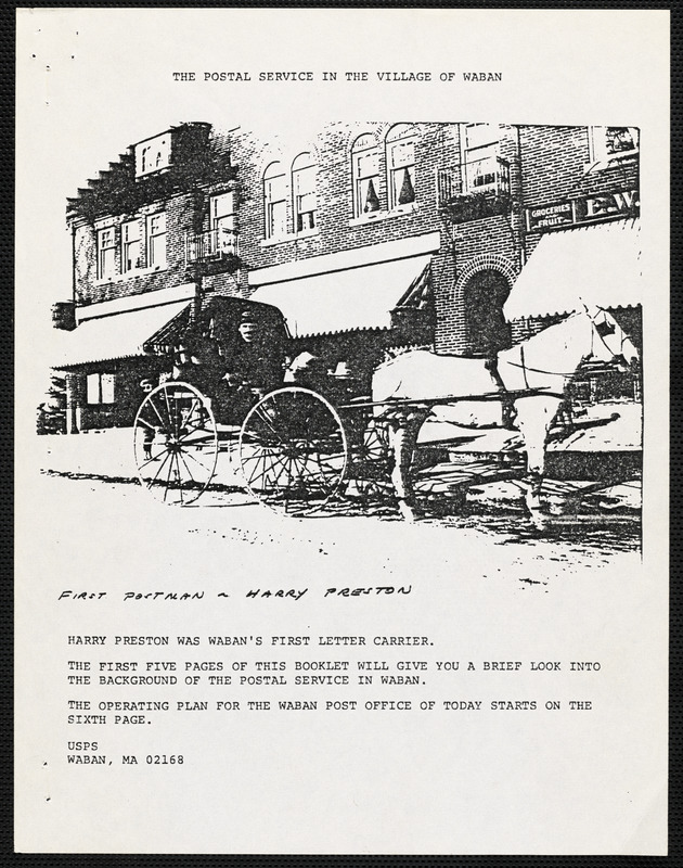 The postal service in the village of Waban Digital Commonwealth