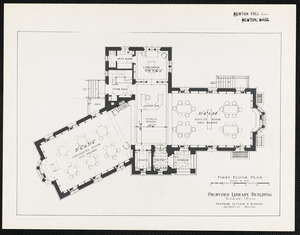 First floor plan, proposed library building, Waban, Mass.